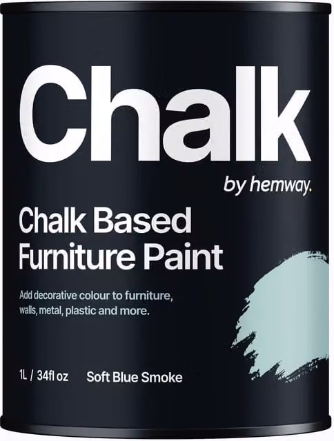 Hemway Chalk Based Furniture Paint in Soft Blue Smoke, Flat Matt, 1L