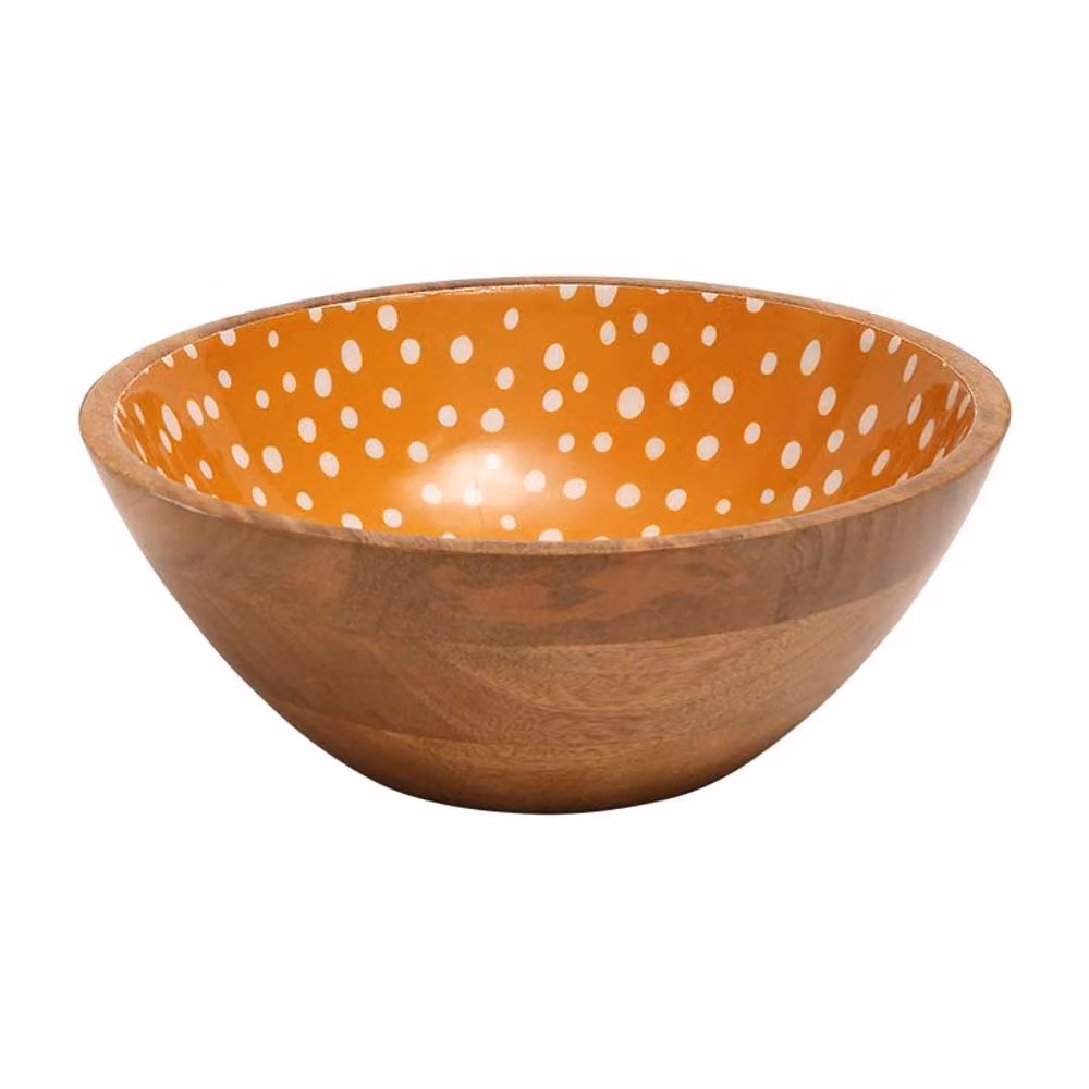 dexam Sintra Mango Wood Spotted Salad Bowl in Brown Ochre – 2