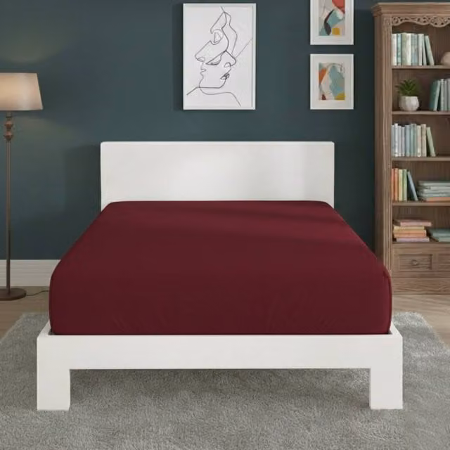 Snug City Double Polycotton Extra Deep Fitted Sheet in Wine, W/D/H: 140 x 200 x 40 cm
