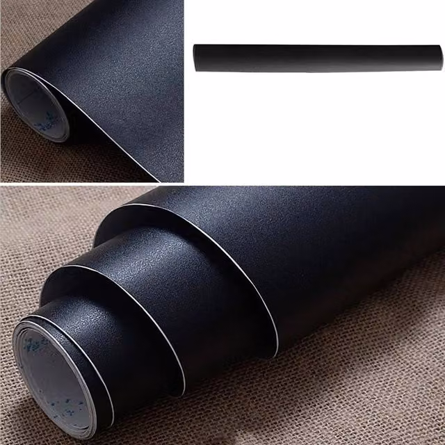 KORVIXA Matte Black Self Adhesive Vinyl Cupboard Door Cover Film, W: 52 cm, L: 1000 cm