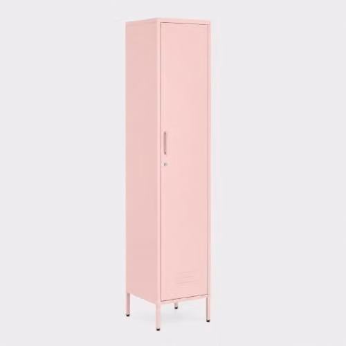 Moderna Pink Metal Locker Cabinet with Hinged Doors and Adjustable Shelves, H 180 x W 38.5 x D 38.5 cm – 1