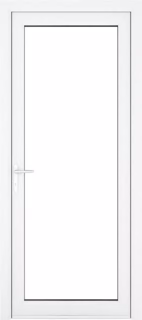 Crystal Direct White uPVC Single Door with Full Glass Insert, Right Hand, W: 92.0 cm, H: 209.0 cm