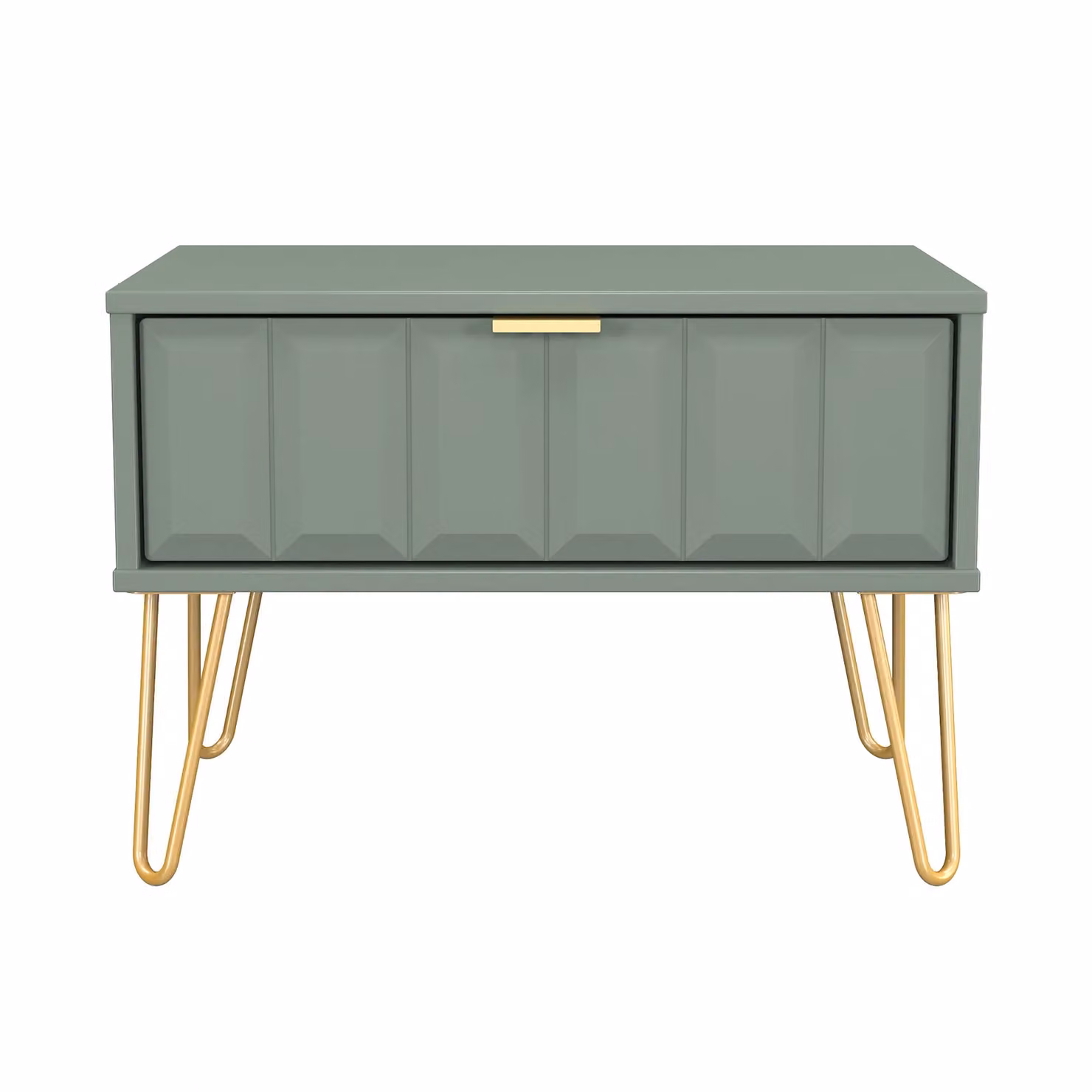 2 U Metro Ready Assembled Wide Side Table with 1 Drawer in Pale Green and Gold – 2