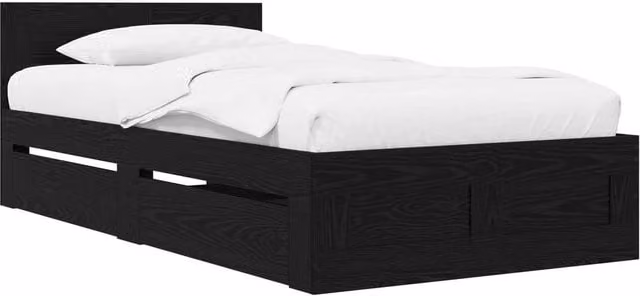 Berkfield Home Bed Frame with Headboard in Black Oak, W: 80 cm, L: 200 cm, Engineered Wood