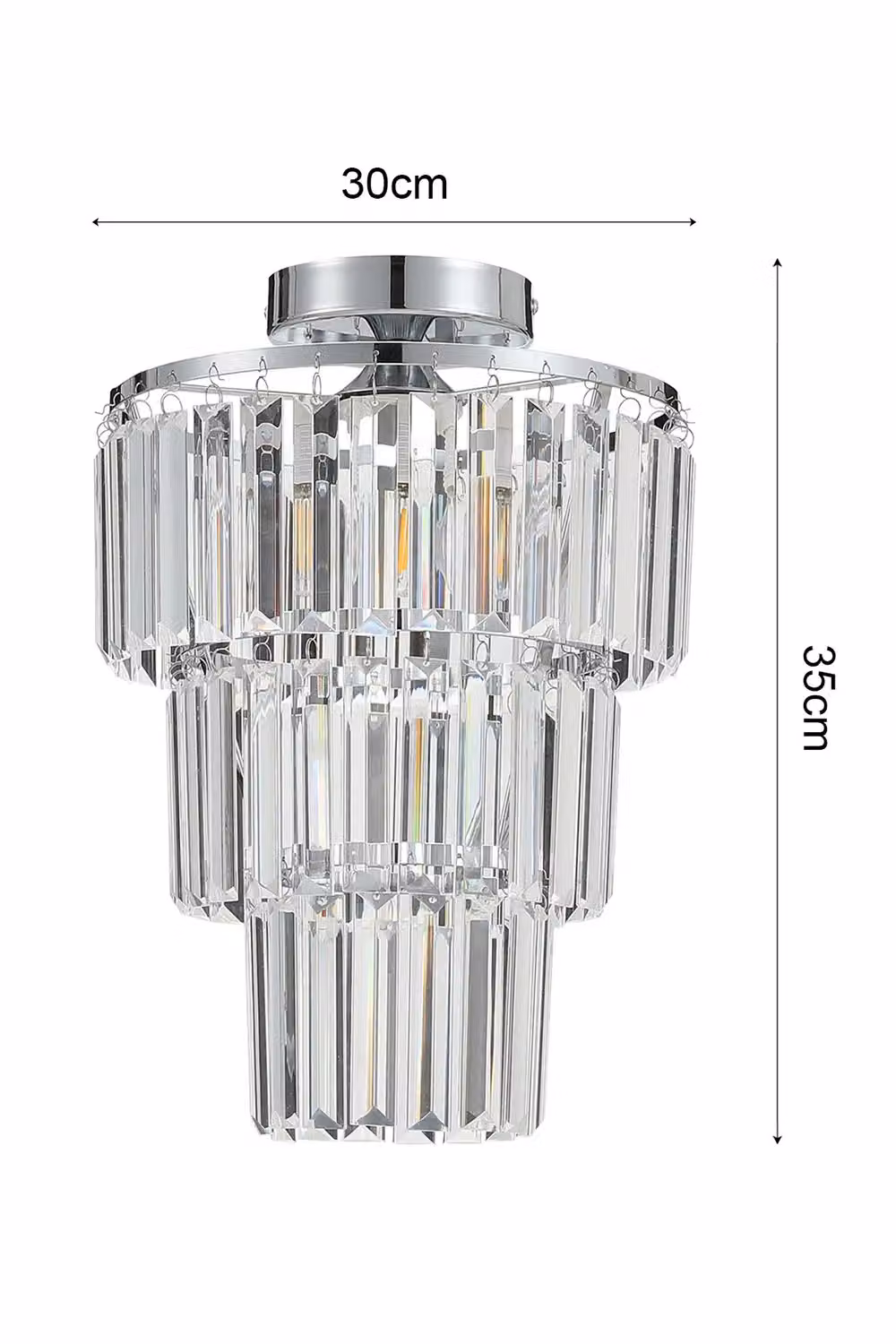 Livingandhome Multi-layer Crystal Flush Mount Ceiling Chandelier with Chrome Finish in Silver – 2