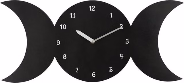 KDMK Black Triple Moon MDF Wall Clock with Moon Phases Calendar and Quartz Analog Movement