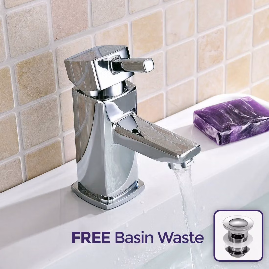 Nes Home Kia Cloakroom Basin Mono Mixer Tap with Pop-Up Waste in Chrome Silver – 2