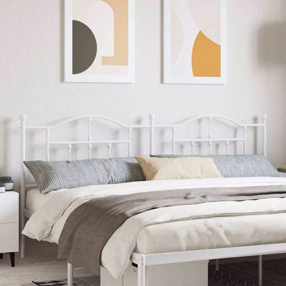 Berkfield Home Classic Metal Headboard in White, 200 cm – 2