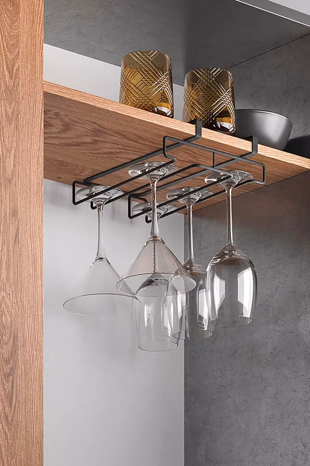 Metaltex My Glass Lava Hanging Wine Glass Rack in Black – 2