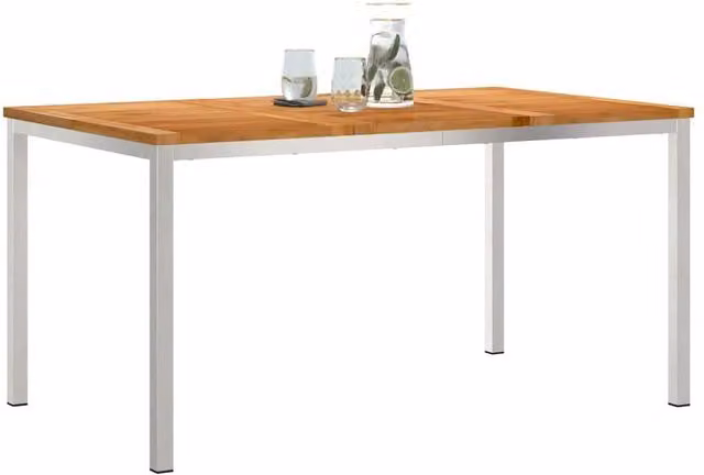 Berkfield Home Extendable Outdoor Dining Table in Brown Solid Teak Wood, W/D/H: 150 x 90 x 75 cm