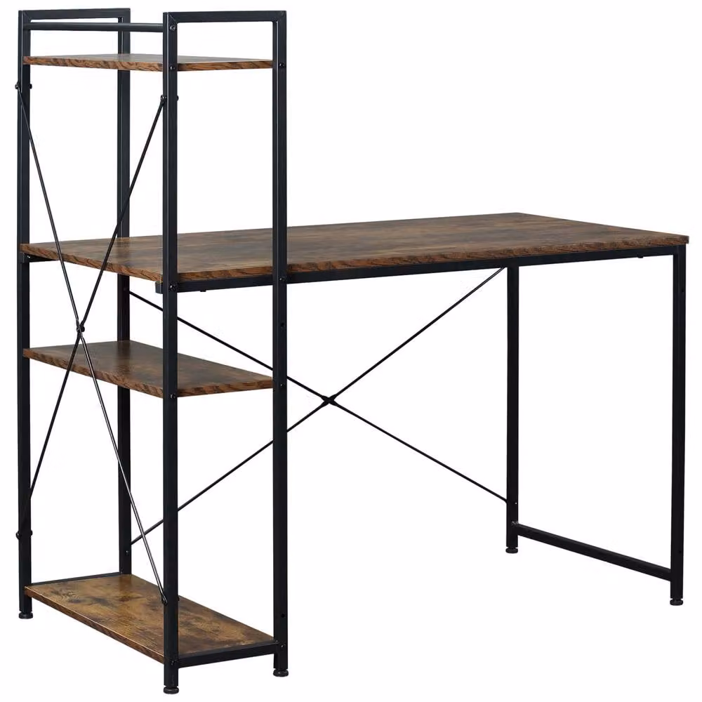 Wyld Haus Ledo Industrial Writing Desk in Brown and Black, W/D/H: 121 x 64 x 42 cm – 2