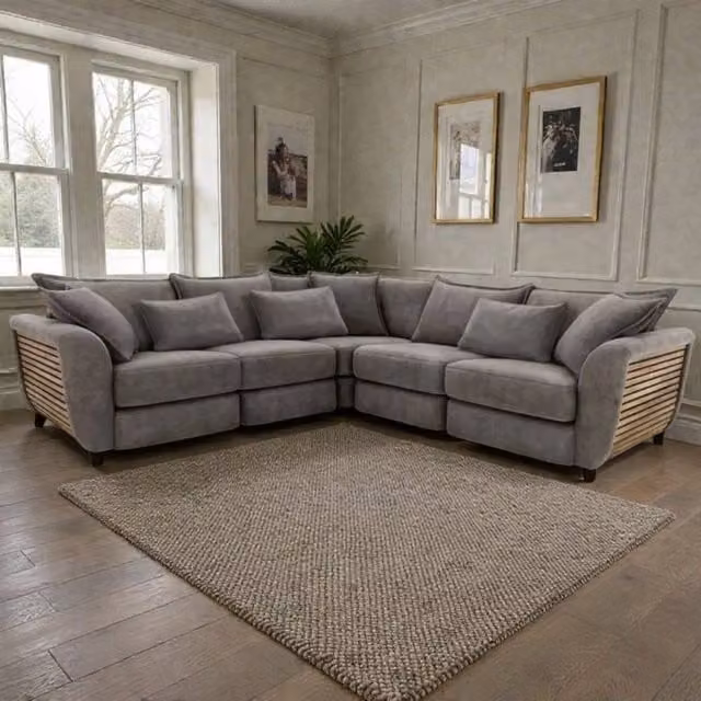 SNUG FURNITURE BIRMINGHAM LTD Atelier 2C2 Large L-Shape Corner Sofa Set in Grey Fabric