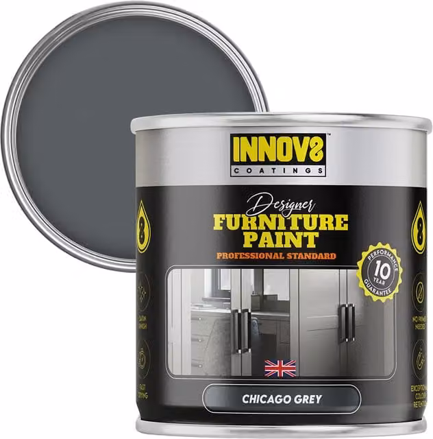 Innov8 Coatings Designer Furniture Paint in Grey with a Satin Finish, 0.75 l