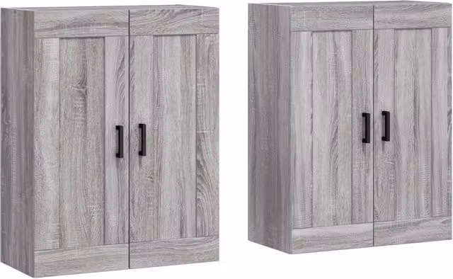 Berkfield Home Set of 2 Wall Mounted Cabinets in Grey Sonoma Matt MDF