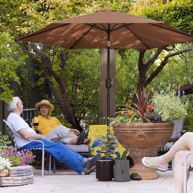 Outsunny 2.6m Garden Parasol Umbrella with Aluminium Pole and Tilt Function in Brown