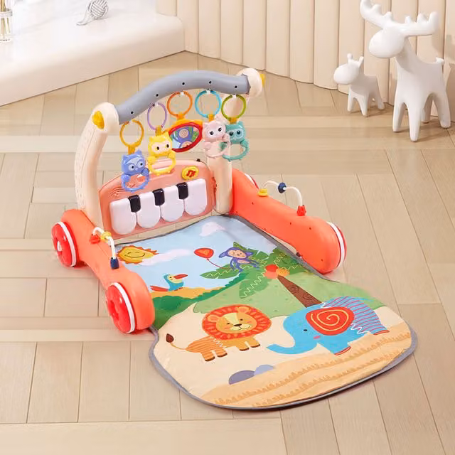 Komore Pink Baby Push Along Play Walker with Music and Keyboard