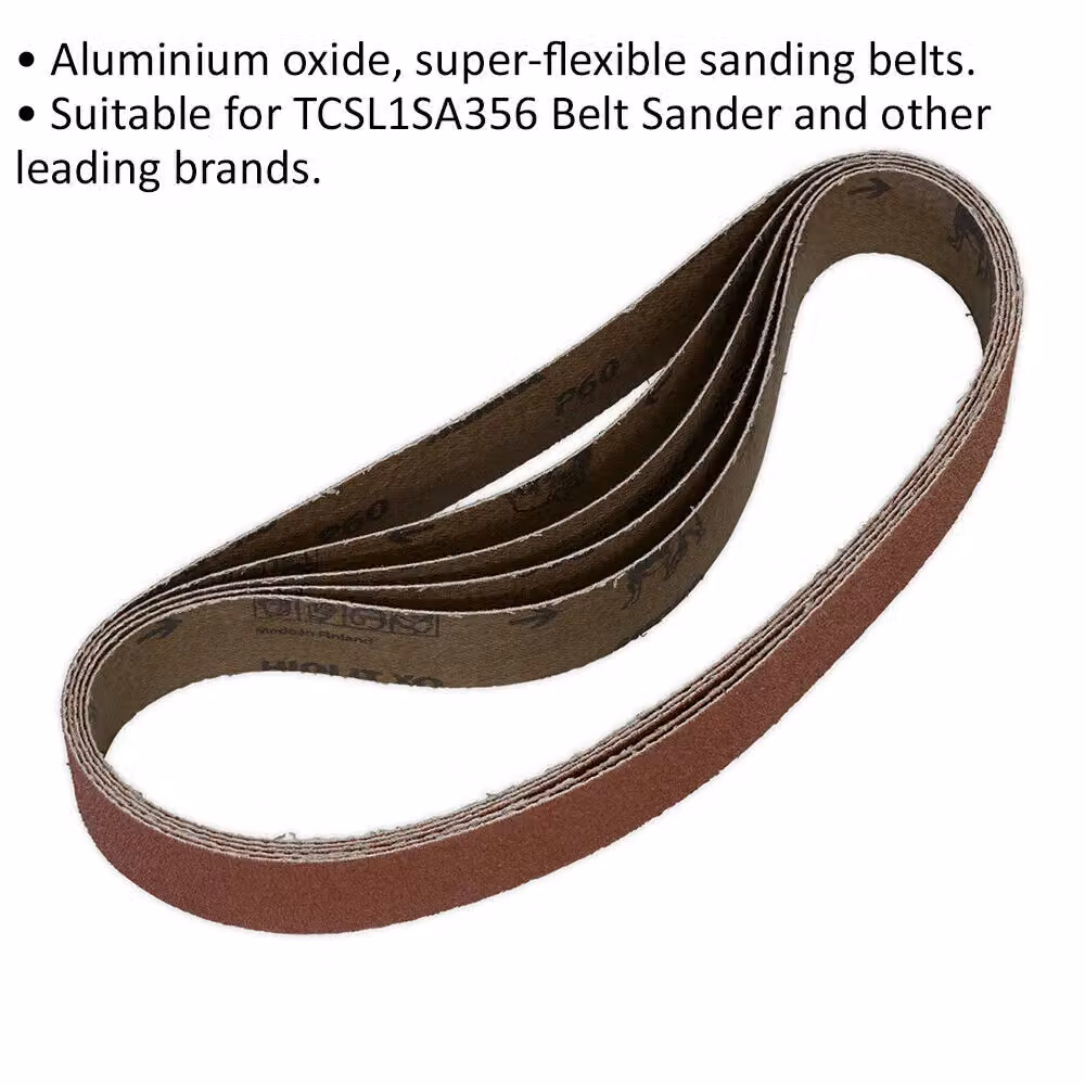 Loops 5 Pack 60 Grit Aluminium Oxide Cloth Backed Sanding Belts, 30mm x 540mm, Brown/Multicolour – 2