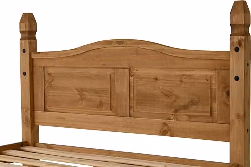 Seconique Corona Double Bed Frame in Rustic Waxed Pine, Brown – 4