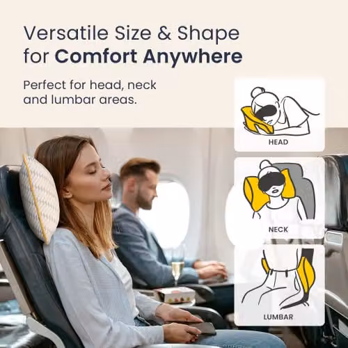 Cosi Home Memory Foam Travel Pillow with Cooling Bamboo Case, White, W/D/H: 45 x 30 x 30 cm – 7
