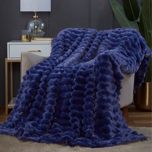 Rapport Home Blue Striped Fleece Throw Blanket, W/D/H: 150 x 200 cm