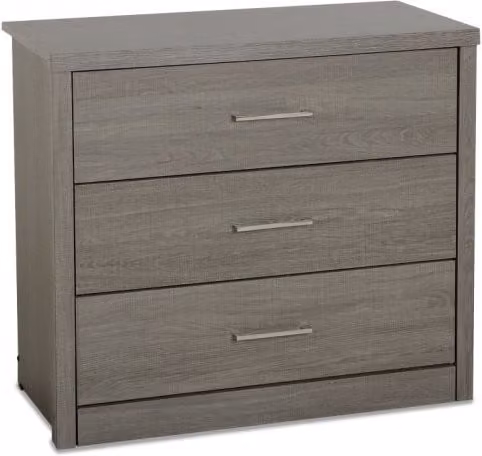 Seconique Lisbon Black Wood Grain Effect 3 Drawer Low Chest of Drawers