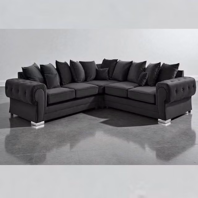 SNUG FURNITURE BIRMINGHAM LTD Verona Plush Velvet Scatter Back 2C2 Corner Sofa in Black