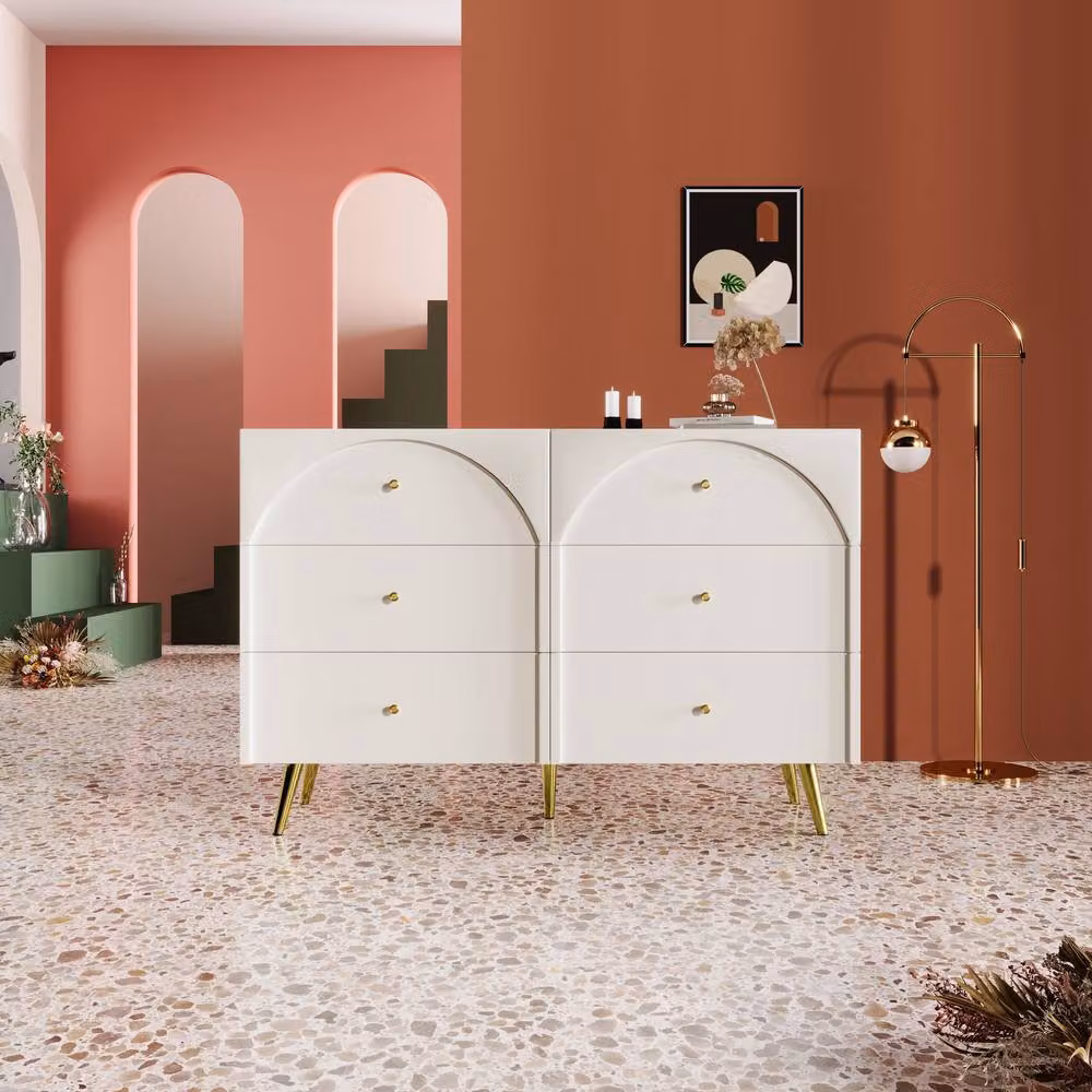 STILVORA 6-Drawer Chest of Drawers with Wooden Structure in Cream White – 3
