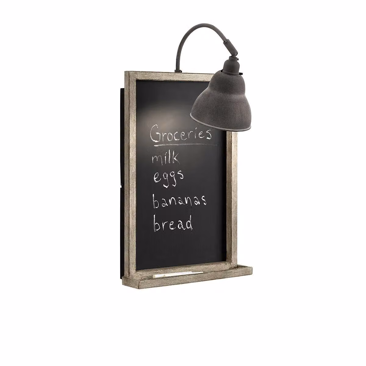 Loops Industrial Grey Metal Wall Light with Adjustable Goose Neck and Chalk Board Holder, E27 60W LED Compatible – 2