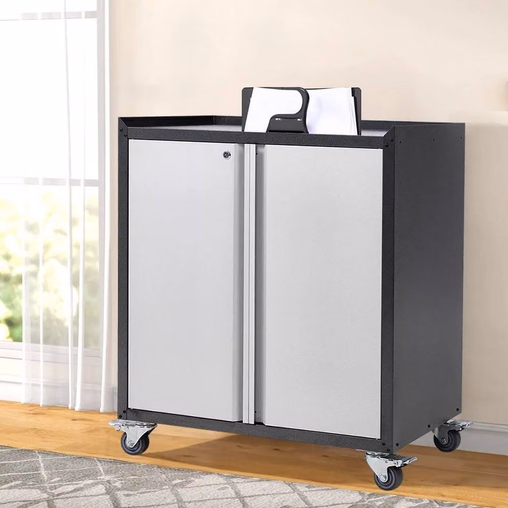 Kelvenix Metal Storage Cabinet with 2 Hinged Doors in Grey Matt – 3