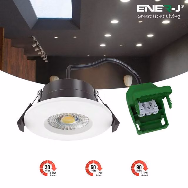 ENER-J 7W Dimmable CCT Changeable LED Recessed Downlight, IP65 Fire Proof, Black – 1
