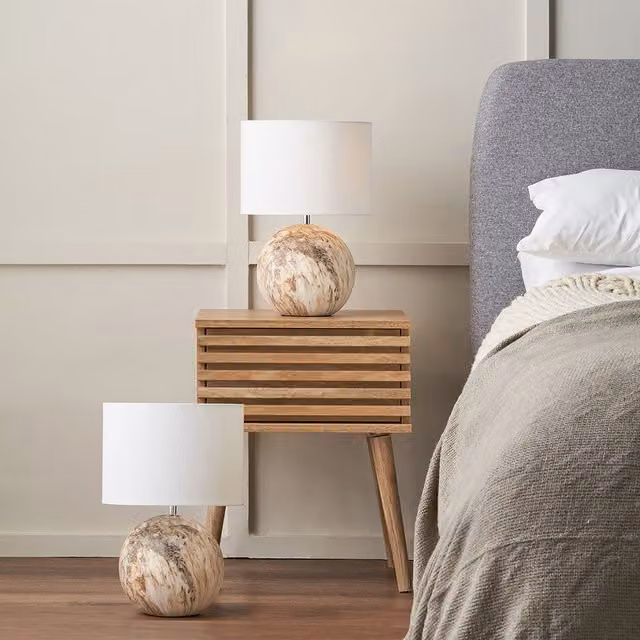 Pacific Lifestyle Set of 2 Viejo Ceramic Table Lamps in Brown