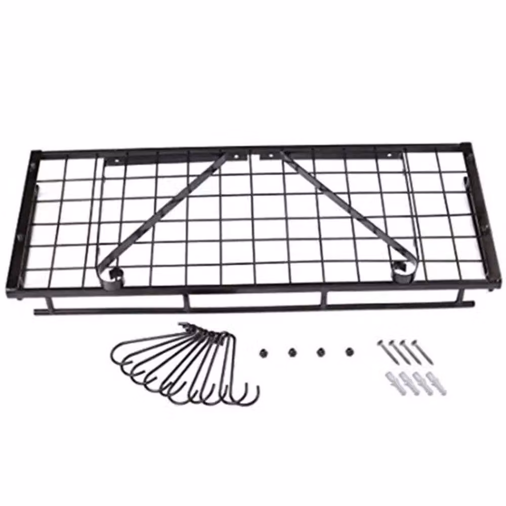 SPETLEK Black Metal Wall Mounted Kitchen Pot and Pan Rack with Shelf, Width: 90 cm – 2