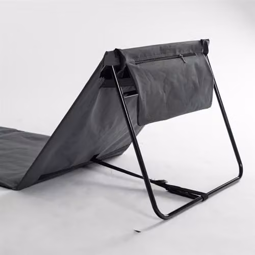 Harbour Housewares Pack of 2 Folding Beach Sun Loungers with Adjustable Headrest in Grey or Green – 5