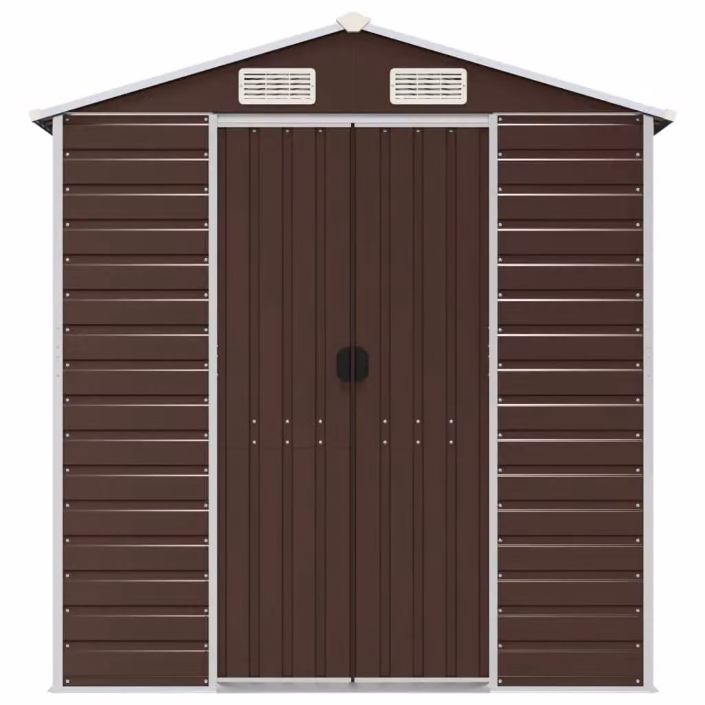 Berkfield Home Brown Galvanised Steel Garden Shed W/D/H: 191 x 300 x 198 cm – 3