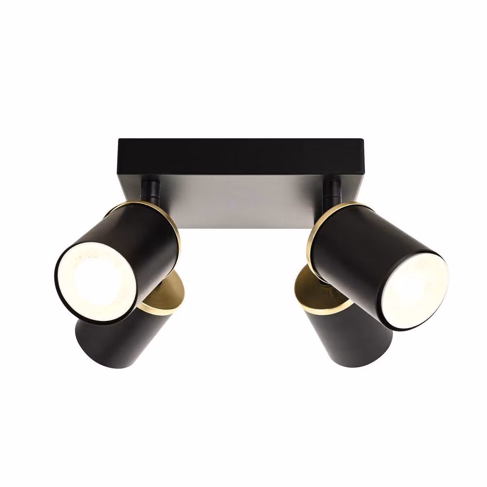 First Choice Lighting Larbert Black and Gold 4 Way Adjustable LED Spotlight Fitting – 2