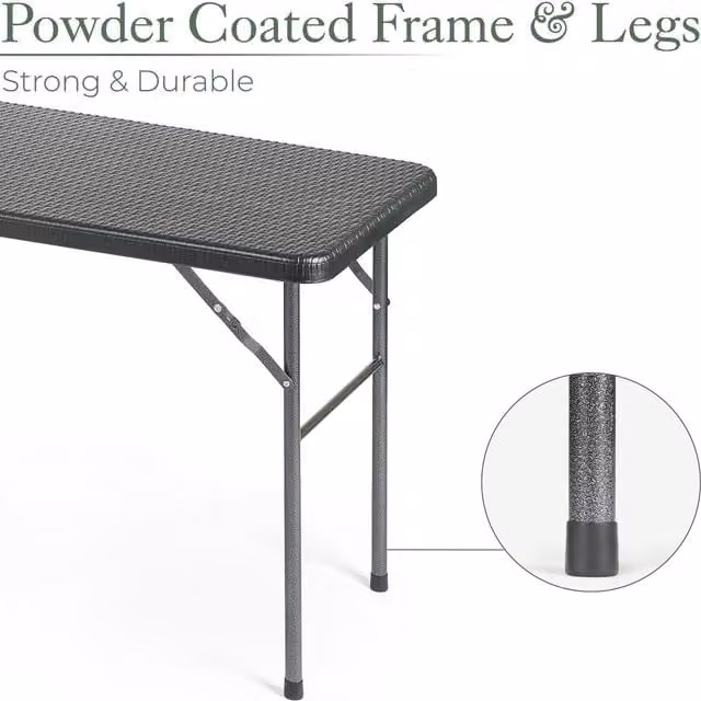 Christow Rattan Effect Folding Garden Table in Black