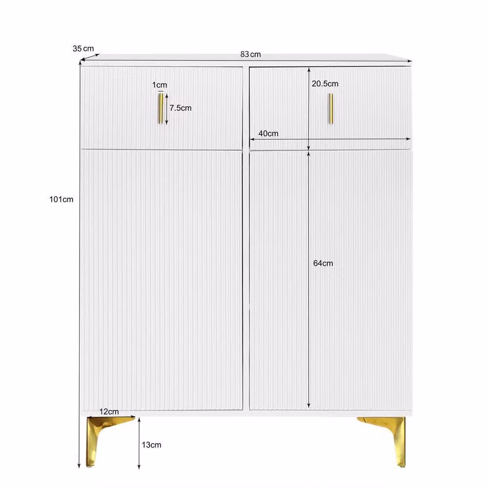 ModernLuxe White and Gold Sideboard Shoe Cabinet with Soft-Close Doors and Drawers, W/D/H: 101 x 35 x 83 cm – 2