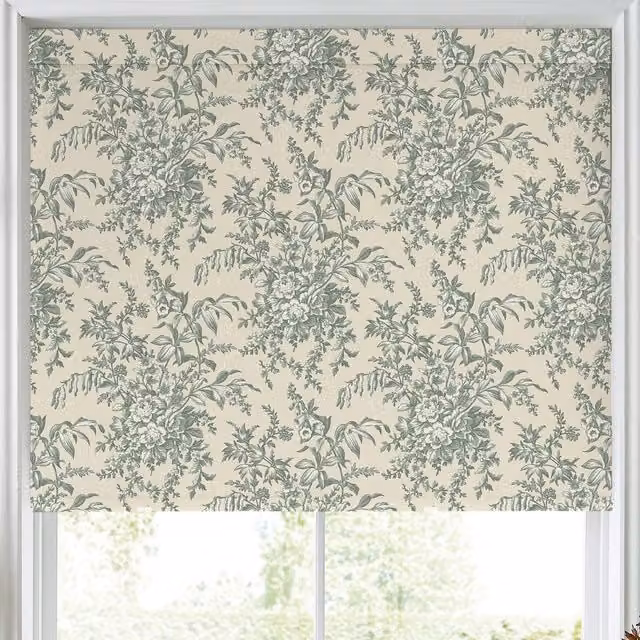 Laura Ashley Picardie Made to Measure Floral Blackout Roller Blind in Sage Green
