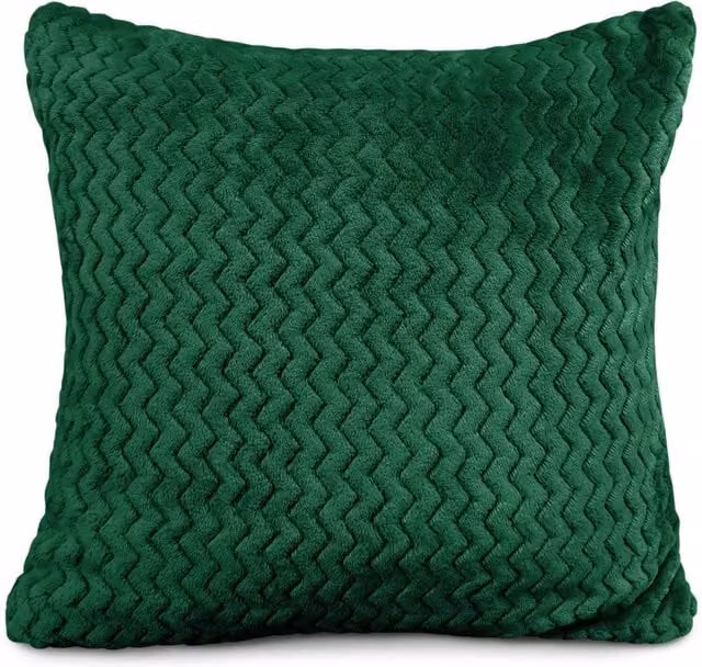 Velosso Snug Soft Chevron Patterned Mink Cushion, Green, W/D/H: 43 x 43 x 1 cm
