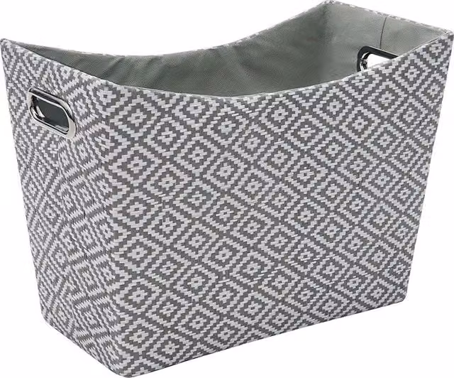 JVL Argyle Rectangular Paper Tapered Storage Basket in Grey with Handles – 1