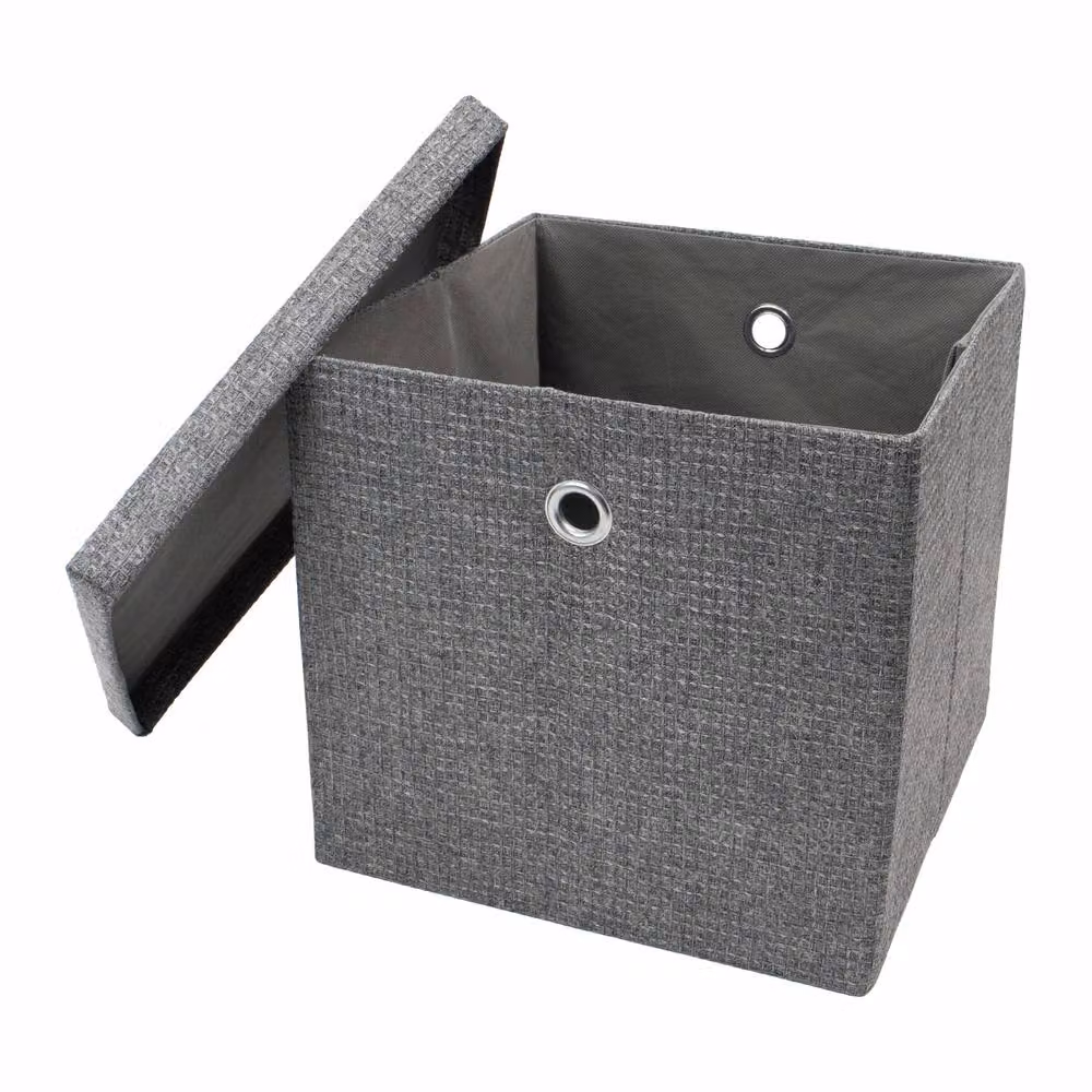 JVL Chroma Foldable Fabric Storage Box with Lid, Grey, W: 30.0 cm, D: 28.0 cm, H: 30.0 cm – 2