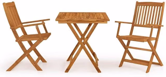 Berkfield Home 3 Piece Folding Garden Dining Set in Brown Solid Oiled Acacia Wood – 1