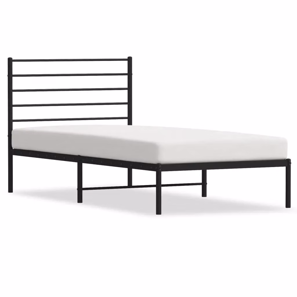 Berkfield Home Metal Bed Frame with Headboard in Black, W/D/H: 80 x 200 cm – 2