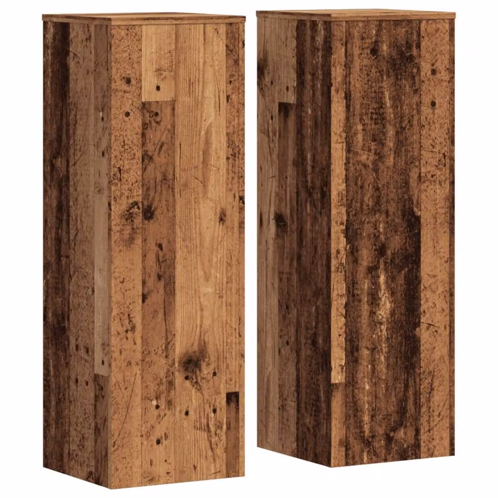 Berkfield Home Set of 2 Rustic Square Plant Stands in Brown Engineered Wood, W/D/H: 33 x 33 x 100 cm – 3