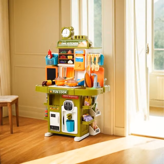 Livingandhome 83 Piece Childrens Pretend Kitchen Playset in Green