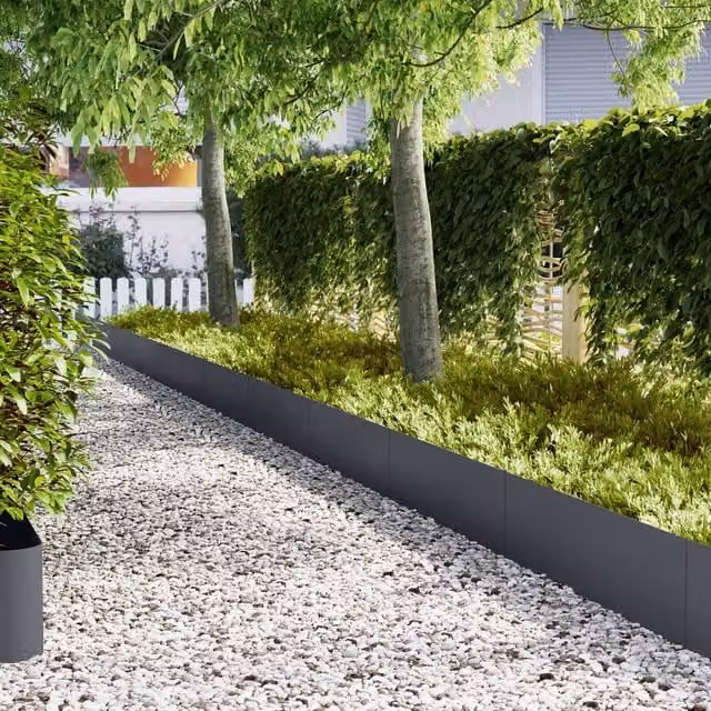 Berkfield Home Steel Lawn Edgings, Anthracite, 20 Pieces, W/D/H: 100 x 0.5 x 30 cm