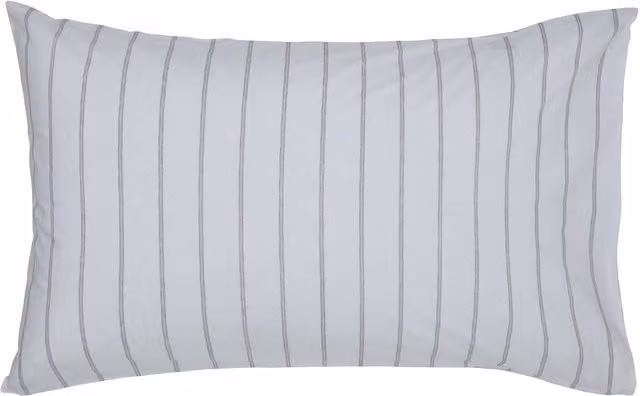 Murmur Olivia Reversible Striped Cotton Percale Standard Pillowcase Pair in Grey and White