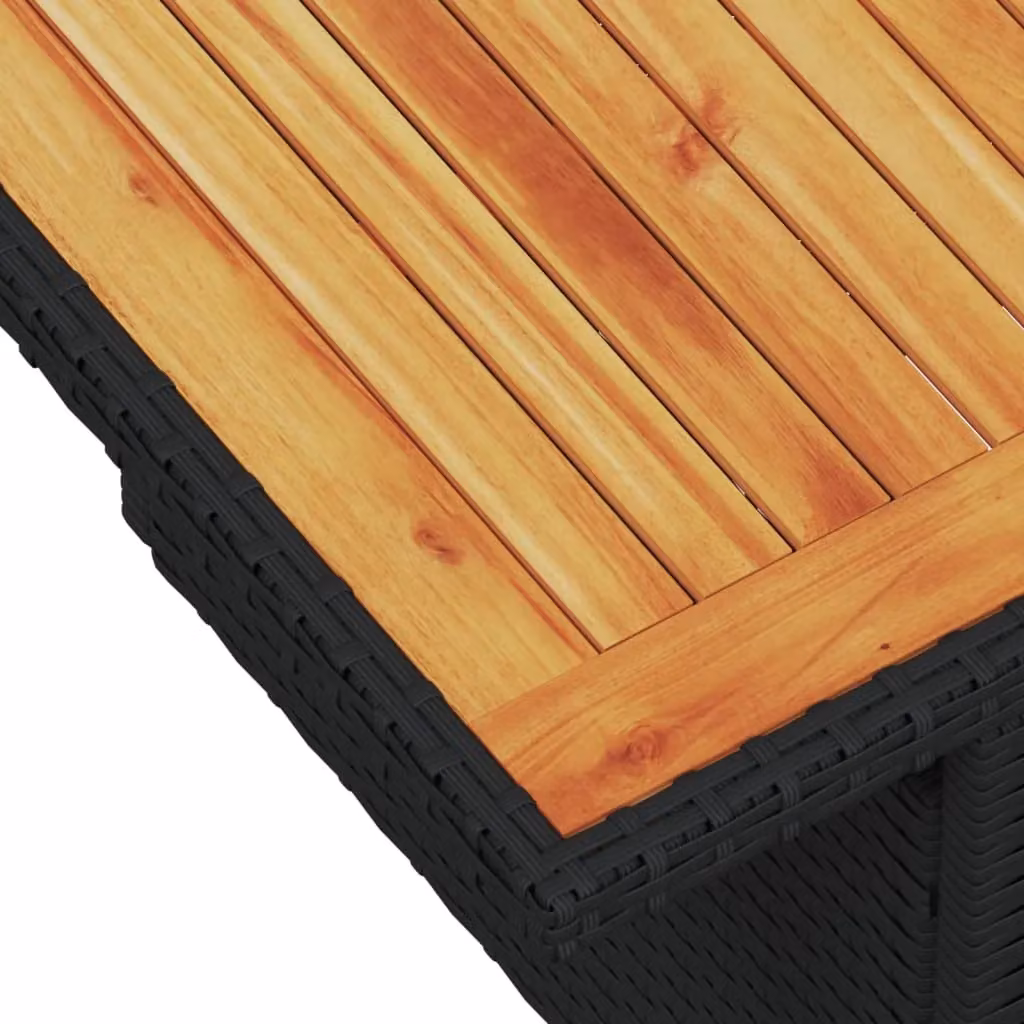 Berkfield Home Black Poly Rattan and Acacia Wood Garden Table W/D/H: 100 x 55 x 73 cm – 6