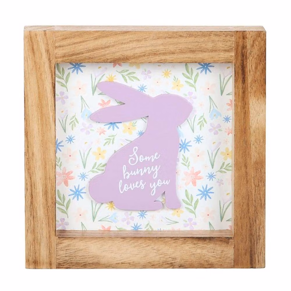 Uniqueful Some Bunny Loves You Multicolour Floral Wooden Tabletop Sign – 2