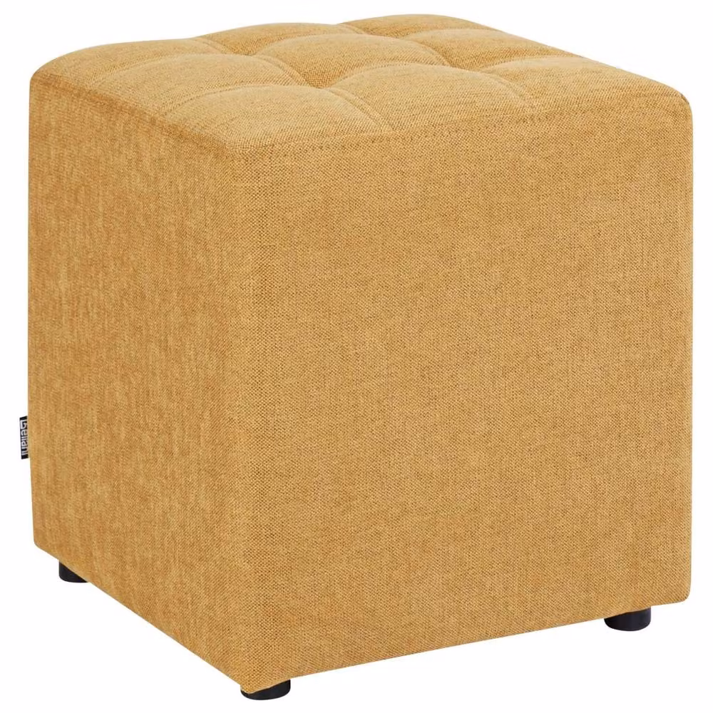 Wyld and Coco Yellow Square Cube Footstool with Polyester Upholstery, W/D/H: 38 x 38 x 38 cm – 2